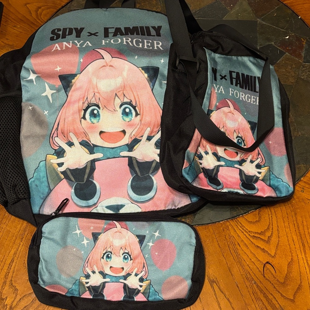 Anya Forger Kids Backpack Set - Blue and Black